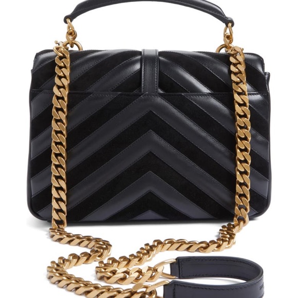 SAINT LAURENT Medium College Patchwork Suede & Leather Shoulder Bag - Picture 2 of 15